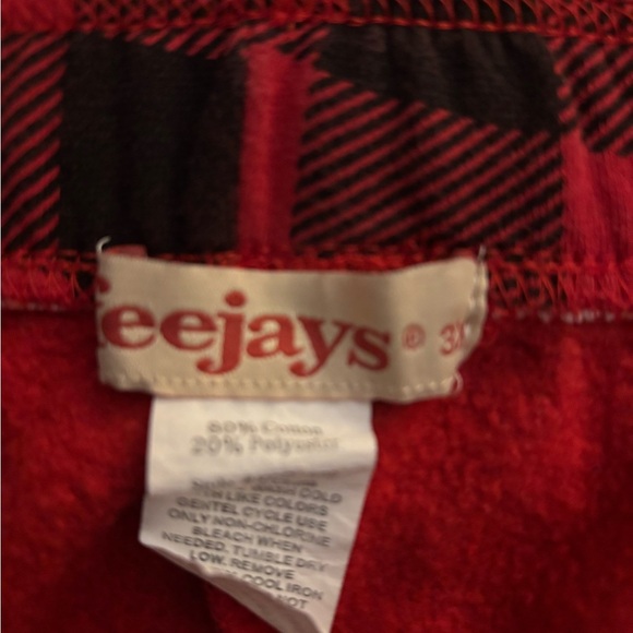 Feejays Red And Black Buffalo Plaid Footed Sweat Pants Sleep Pants Size 3XL - Picture 4 of 6